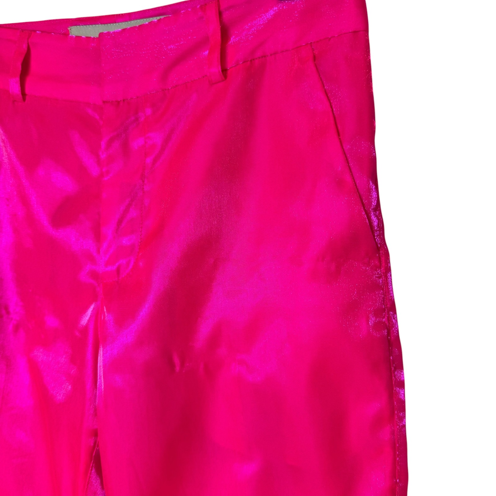 Mia Vesper Flare Pants Satin Vibrant Hot Liquid Pink Shimmer Bright Party Size 2 — image 8 of 8